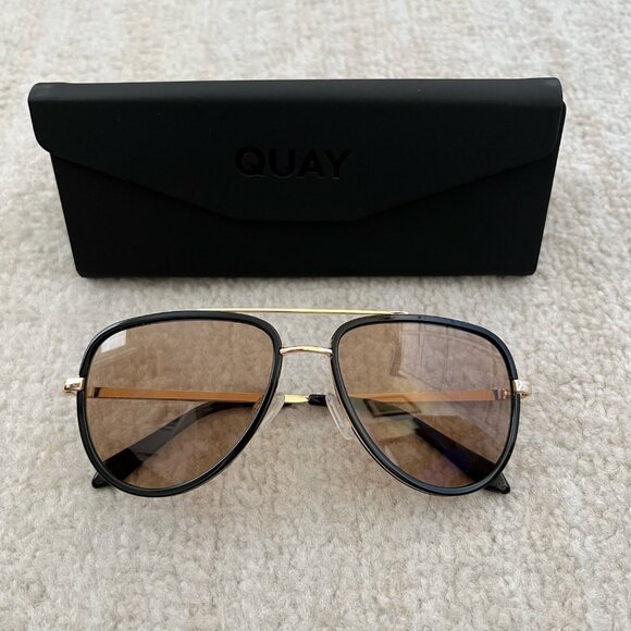 Quay All In Aviator Sunglasses With Case - Picture 1 of 10